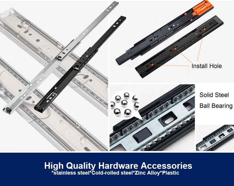 304 Stainless Steel/Iron with Nickel Full Extensiontelescopic Channel 35mm/42mm/45mm Ccorredera Riel/Ball Bearing Drawer Slide