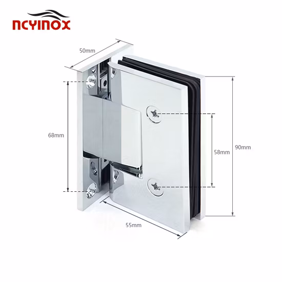 Cerniera per porta da parete a vetro da 90 gradi Cerniera per bagno in ottone con offset 5 gradi Cerniera per doccia in vetro