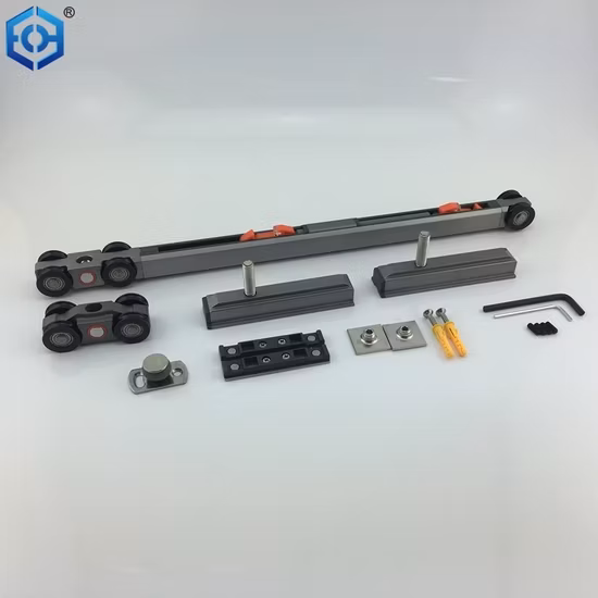 Rullo per porta scorrevole con chiusura ammortizzata a doppia direzione a 8 ruote con montaggio a parete