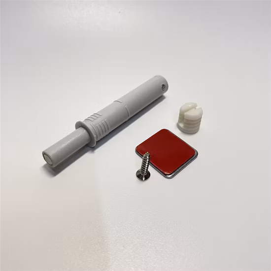 Ammortizzatore con chiusura ammortizzata dal design senza maniglia, colore grigio, sistema push to open, ammortizzatore per armadio